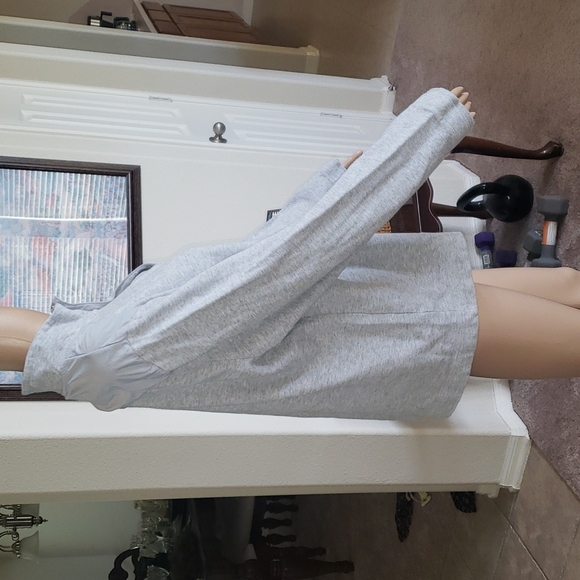 Perry Ellis L marled gray zip pullover sweater mixed media - Picture 2 of 7